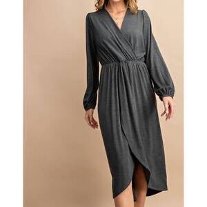 NEW FSL APPAREL long sleeve dress in charcoal